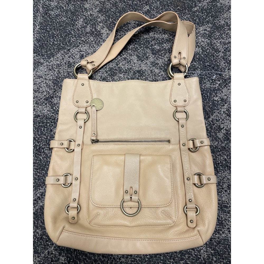 a.n.a Natural Tan Leather Shoulder Bag Boho Coastal Cowgirl Brass Hardware NWT
